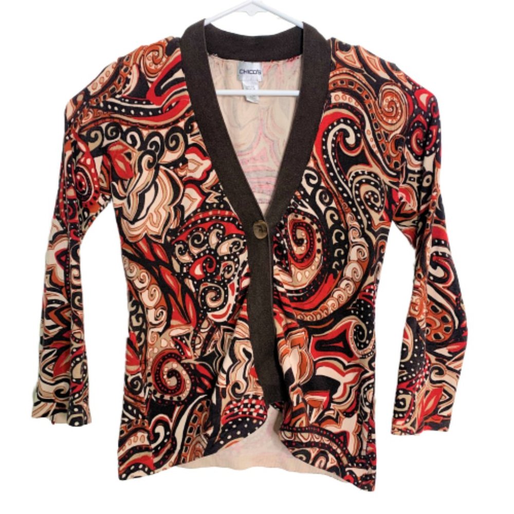 Chicos Long Sleeve One Button Cardigan Sz 0 Small
